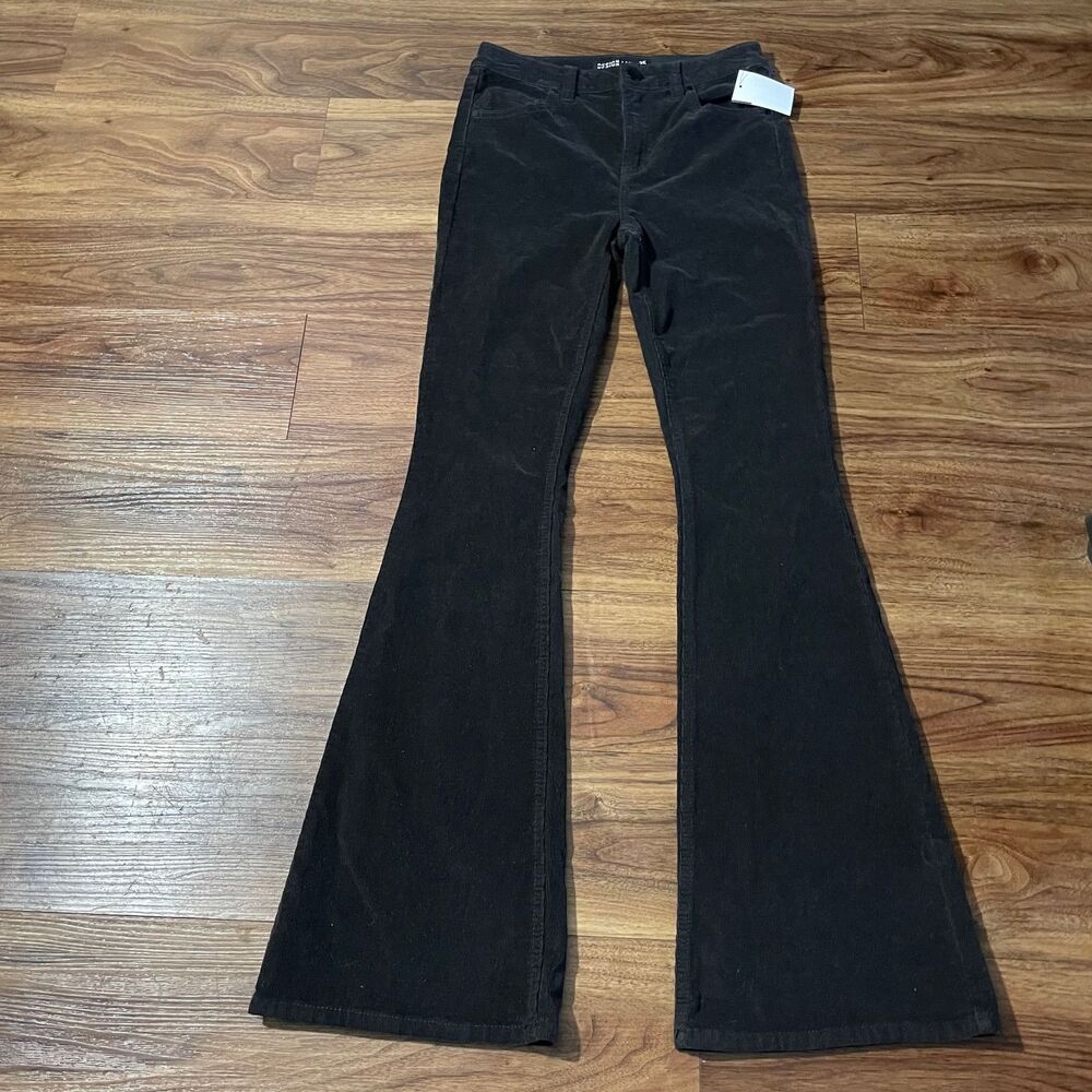 Design Lab Hight Rise Flare Pants Black Cotton Womens Size 25 NEW